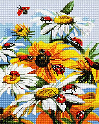 Diamond Vollbedeckung mit Holzrahmen Painting Set Bild 40 x 50 Diamant Malerei Stickerei Handarbeit Basteln Mosaik Steine Blumen Korb Haus am Bach (GJ1062) von GMMH