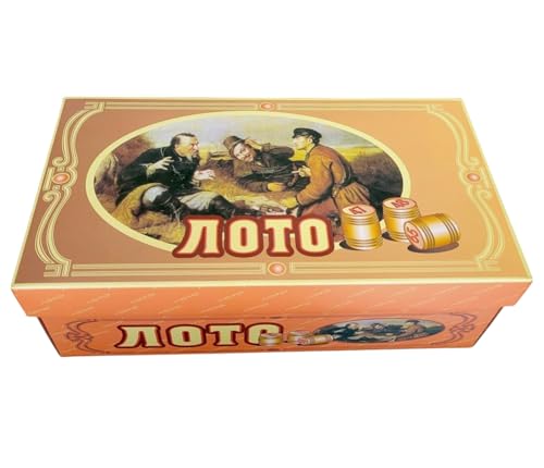 GMMH Bingo Set, Russisches Lotto, Spiel, Gesellschaftsspiel mit Holzfiguren (Kartonkiste, LN-30-4) Spieleabend Familie/Party, Loto Bingospiel Familienspiel für Erwachsene und Kinder ab 6 Jahren von GMMH