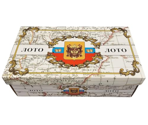 GMMH Bingo Set, Russisches Lotto, Spiel, Gesellschaftsspiel mit Holzfiguren (Kartonkiste, LN-31-6) Spieleabend Familie/Party, Loto Bingospiel Familienspiel für Erwachsene und Kinder ab 6 Jahren von GMMH