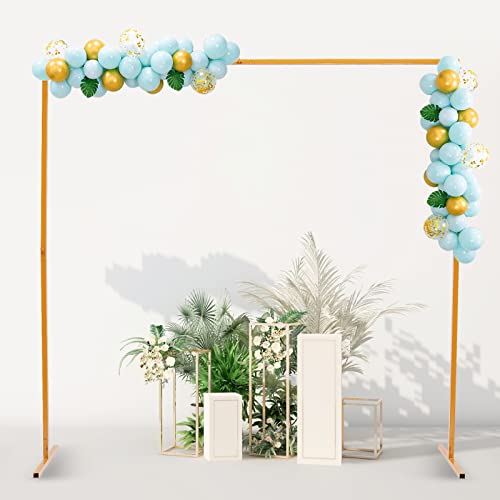 Hochzeitsbogen aus Metall, vertikaler Ständer, quadratischer Blumenballonständer, goldfarbener Rahmen, 2 × 2 m, Dekoration für Geburtstagsfeier, Hochzeitsdekoration von GMSLuu