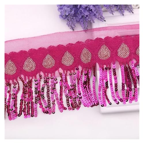 1,8 m 10 cm Pompon-Näh-Band, Pailletten-Mesh-Applikation für lateinamerikanische Tanzkleidung, für lateinamerikanische Kleider (Farbe 05, 10 cm, 4,6 m) von GMVZGQW
