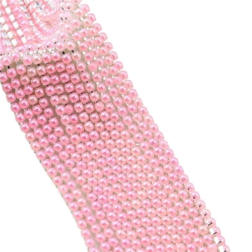1,9 m/9 m Kristall Strass Verschlusskette, Kupferperlenkette zum Nähen DIY Bekleidungszubehör, Besatz 2mm, 9 Farben für Nähschuhe (Rosa) von GMVZGQW