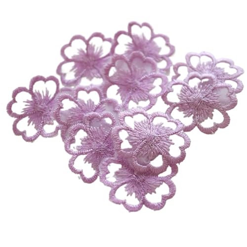10 x bestickte Blumenaufnäher für Kleidung, DIY, bestickte Parche-Applikationen für Hochzeitskleider, Dekoration, Parch-Seil für Hosen (lila) von GMVZGQW