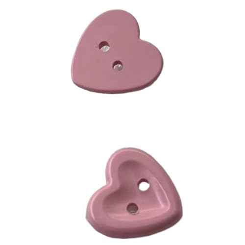 15 mm farbige herzförmige Kunststoffknöpfe für Hemden, Pullover, Dekor-Knöpfe, DIY, handgenäht, 12 Stück (Rosa) von GMVZGQW