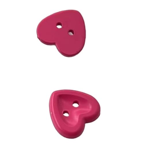 15 mm farbige herzförmige Kunststoffknöpfe für Hemden, Pullover, Dekor-Knöpfe, DIY, handgenäht, 12 Stück (Rosarot) von GMVZGQW