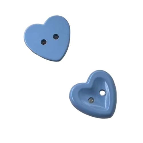 15 mm farbige herzförmige Kunststoffknöpfe für Hemden, Pullover, Dekor-Knöpfe, DIY, handgenäht, 12 Stück (blau) von GMVZGQW