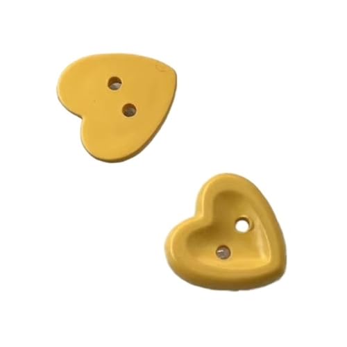 15 mm farbige herzförmige Kunststoffknöpfe für Hemden, Pullover, Dekor-Knöpfe, DIY, handgenäht, 12 Stück (gelb) von GMVZGQW