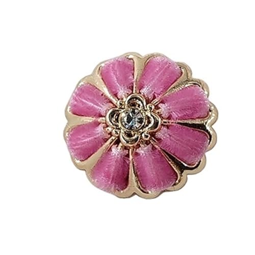 18/20/23/25 mm bunte handgefertigte Schaftknöpfe für Kleidung, Blumendesign, modische Dekoration, Metallknöpfe zum Nähen, Heimwerken (Rosa, 25 mm, 12 Stück) von GMVZGQW