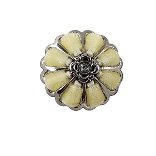18/20/23/25 mm bunte handgefertigte Schaftknöpfe für Kleidung, Blumendesign, modische Dekoration, Metallknöpfe zum Nähen, Heimwerken (gelb, 18 mm, 12 Stück) von GMVZGQW