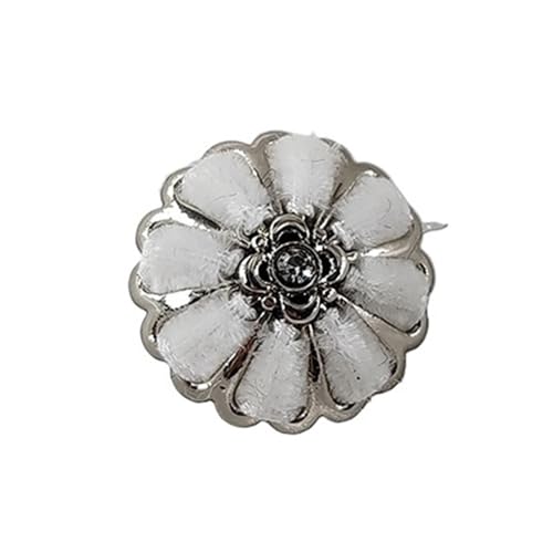 18/20/23/25 mm bunte handgefertigte Schaftknöpfe für Kleidung, Blumendesign, modische Dekoration, Metallknöpfe zum Nähen, Heimwerken (weiß, 18 mm, 12 Stück) von GMVZGQW