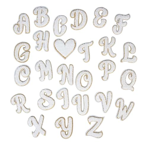 26 Stück/Set A-Z Pink Gold Englisches Alphabet Buchstaben Patch gemischt bestickt zum Aufbügeln Kinder Cartoon Patches für Kleidung Aufkleber Abzeichen für Hosen (Hellgrün) von GMVZGQW