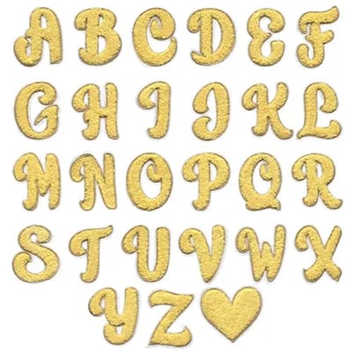 26 Stück/Set A-Z Pink Gold Englisches Alphabet Buchstaben Patch gemischt bestickt zum Aufbügeln Kinder Cartoon Patches für Kleidung Aufkleber Abzeichen für Hosen (transparent) von GMVZGQW