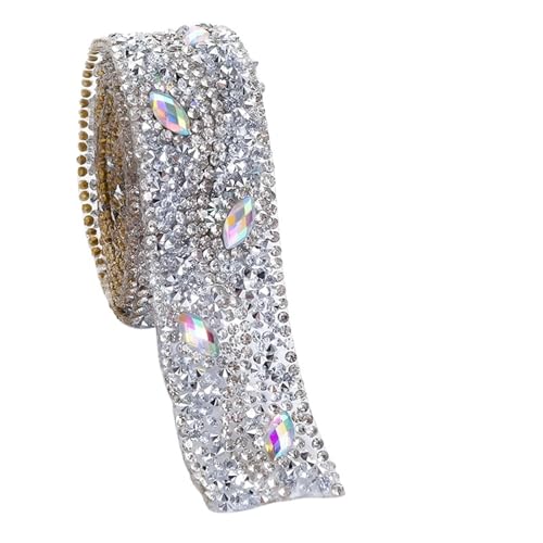 Applikationsband zum Aufbügeln mit Strasssteinen für Kleider und Schuhe, 91 cm, Antik-Silber Applikationsband zum Aufbügeln mit Strasssteinen für Kleider und Schuhe, 91 cm, Antik-Silber von GMVZGQW