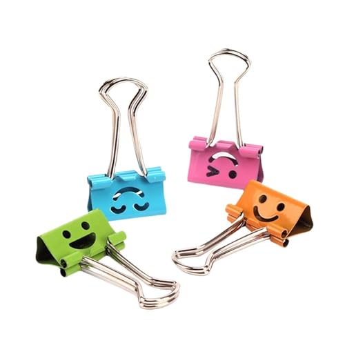 Binder-Clips, 40/80 Stück, Binder-Clips, lächelndes Gesicht, Büroklammer, Dokumentendatei, Büroklammer, Büroklammer, Büro, Schule, Schreibwaren für Büro (bunt, 80 Stück) von GMVZGQW