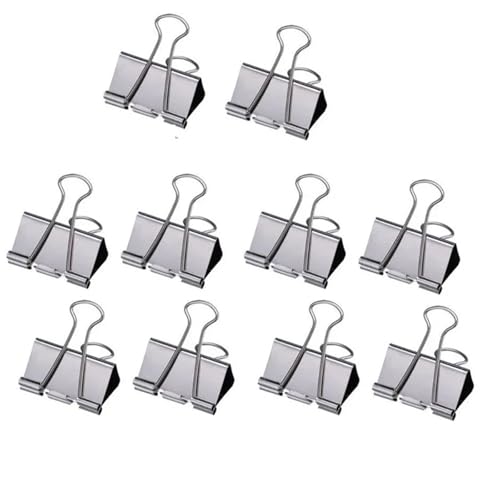 Binder-Clips, 5–30 Stück, Binder-Clips, Metall, Büroklammern, silberfarben, Büroklammern, Klemme, 15/19/32/40/50 mm, Schreibwaren-Clip, Büro, Schulbedarf für Büro (32 mm, 10 Stück) von GMVZGQW