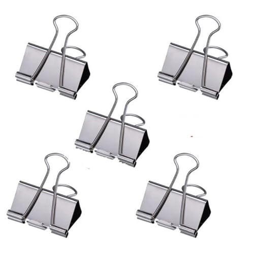 Binder-Clips, 5–30 Stück, Binder-Clips, Metall, silberfarben, Büroklammern, Klemme, 15/19/32/40/50 mm, Schreibwaren-Clip, Büroklammern, Büro- und Schulbedarf für Büro (40 mm, 6 Stück) von GMVZGQW