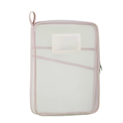 GMVZGQW A4 Netztasche, doppellagige Netztasche mit Reißverschluss, große Kapazität, für Schul- und Bürobedarf, Reisen, Rosa von GMVZGQW