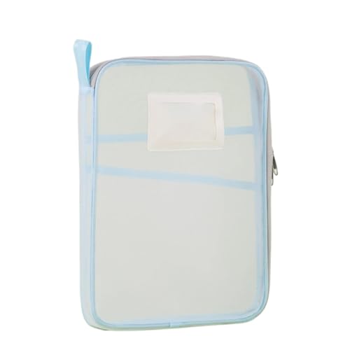 GMVZGQW Netzbeutel, A4, Schreibwaren, Aufbewahrungstasche, doppellagig, Netzstoff, Reißverschluss, große Kapazität, Organizer, Ordner, Schule, Bürobedarf, Schreibwarentasche für Reisen (blau) von GMVZGQW