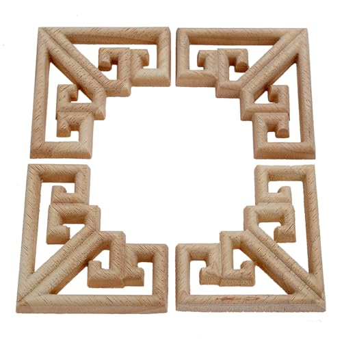 Holzapplikationen, 4 Stück, 6,5 cm, Holzschnitzerei, Eckaufkleber, Holzfiguren, Basteln, Eckapplikationen, Rahmen für Schrankdekoration Holzapplikationen, 4 Stück, 6,5 cm, Holzschnitzerei, Eckaufkleber, Holzfiguren, Basteln, Eckapplikationen, Rahmen für Schrankdekoration von GMVZGQW