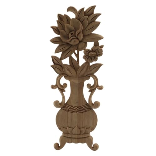 Holzapplikationen, Onlays, Holzschnitzerei, Vase, geschnitzt, Aufkleber, Ecke, lange Onlay-Applikation, unlackiert, für Tür, Möbel, Holzschnitzerei für Schrankdekoration (Farbe 2) von GMVZGQW