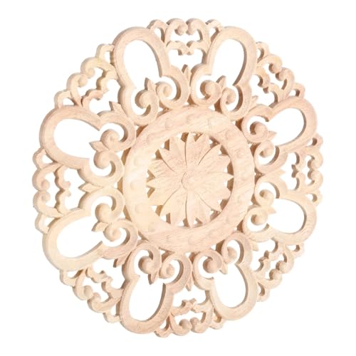Holzapplikationen, Onlays, Holzschnitzerei, runde Applikation, Möbel, unlackiert, Heimdekoration, Zubehör, 10/12/15/20/24/30 cm für Schrankdekoration (15 cm) von GMVZGQW