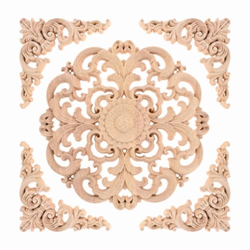 Holzapplikationen Onlays 5 Stück 2 Stile Blume geschnitzt unlackierte Holzapplikationen Onlays für Betttüren Schrank Kleiderschrank Möbel Dekoration DIY Farbe Onlays für Schrankdekoration Holzapplikationen Onlays 5 Stück 2 Stile Blume geschnitzt unlackierte Holzapplikationen Onlays für Betttüren Schrank Kleiderschrank Möbel Dekoration DIY Farbe Onlays für Schrankdekoration von GMVZGQW