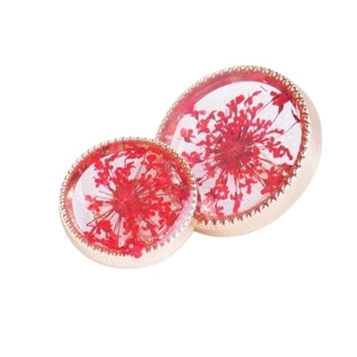 Knöpfe für Damen, rund, transparent, getrocknete Blumen, für Kleidung, Mantel, Kleid, dekorativ, 23 mm, Nähzubehör (rot), 6 Stück von GMVZGQW