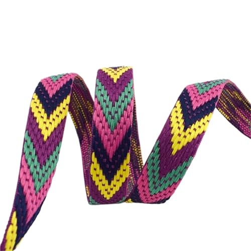 Köperband, 2/5/8 m, 22 mm, ethnisches Gurtband, Rucksack, Gürtel, Dekoration, Schrägband, DIY, Kleidung, Nähzubehör für Heimwerker (Farbe 01,22 mm - 2 m) von GMVZGQW