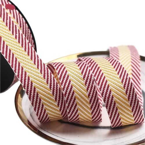 Köperband, 25 mm, 38 mm, 10 mm, zweifarbiges Köperband, handgefertigtes Band, DIY-Haarschleife, Korsagen-Zubehör, buntes Gurtband, 9,1 m für Heimwerker, Weinrot, 38 mm von GMVZGQW