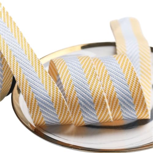 Köperband, 25 mm, 38 mm, 10 mm, zweifarbiges Köperband, handgefertigtes Band, DIY-Haarschleife, Korsagen-Zubehör, buntes Gurtband, 9,1 m für Heimwerker (Gelb, 25 mm) von GMVZGQW