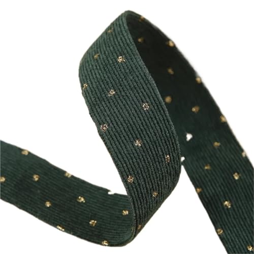 Köperband, 38 mm, 25 mm, 10 mm, Cordstoff, Bronze, Punkte, Bänder, DIY-Haarschleife, Zubehör, handgefertigtes Band, Gurtband, 9,1 m, für Heimwerker (Grün, 25 mm) von GMVZGQW