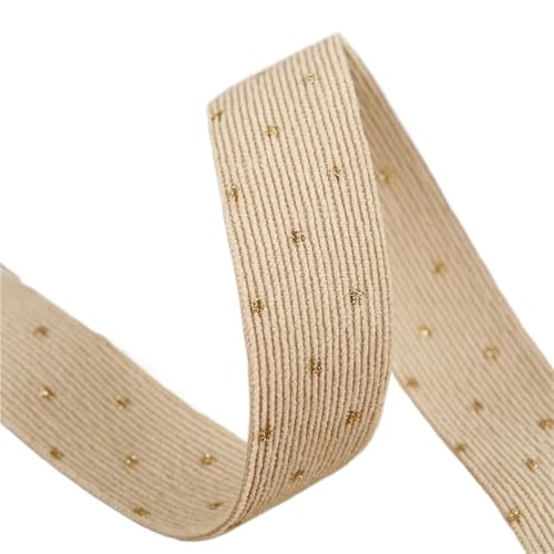 Köperband, 38 mm, 25 mm, 10 mm, Cordstoff, Bronze, Punkte, Bänder, DIY-Haarschleife, Zubehör, handgefertigtes Band, Gurtband, 9,1 m, für Heimwerker (Hellgelb, 10 mm) von GMVZGQW
