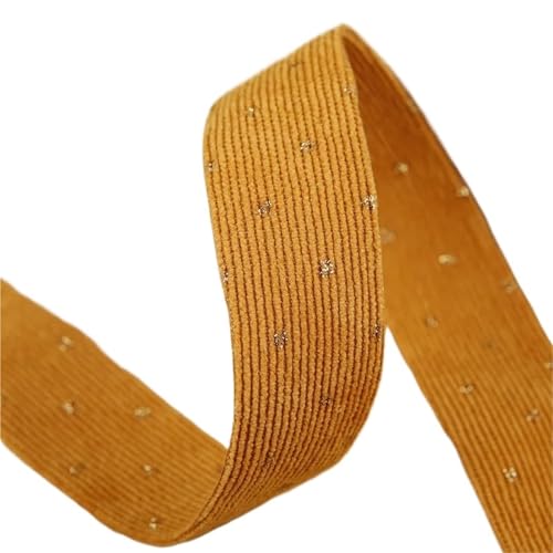 Köperband, 38 mm, 25 mm, 10 mm, Cordstoff, Bronze, Punkte, Bänder, DIY-Haarschleife, Zubehör, handgefertigtes Band, Gurtband, 9,1 m für Heimwerker (Gelb, 25 mm) von GMVZGQW