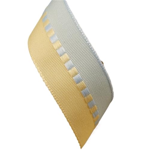 Köperband, 38 mm, 25 mm, 16 mm, zweifarbig, gestreift, Schleifen, Haar-Accessoires, handgefertigtes Klebeband, Basteln, Geschenkverpackung, 9,1 m für Heimwerker (Hellgelb, 16 mm) von GMVZGQW