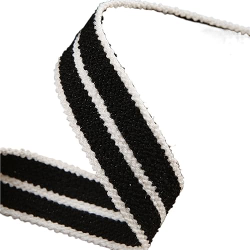 Köperband, 4,5 m, gestreiftes Baumwoll-Leinenband für Bastelarbeiten, Schleifen, Materialien, Festival, Geschenk, Kuchen, Blumenstrauß, Verpackung, Kleidung, Hutbesätze für Heimwerker (Schwarz, 25 mm) von GMVZGQW
