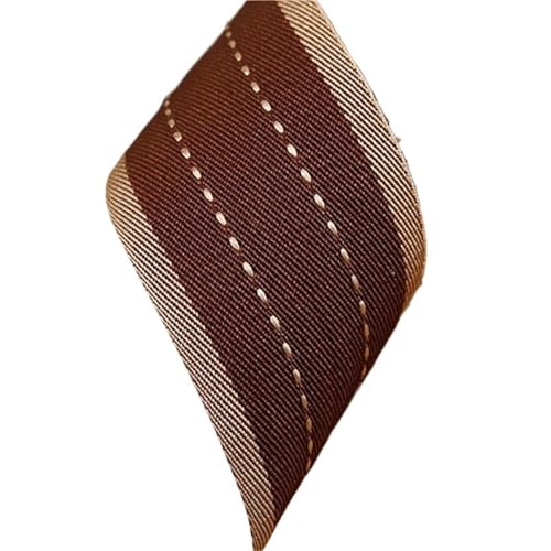 Köperband, gestreiftes Denim-Stoffband, 25 mm, 38 mm, DIY, Satin, Fliege, Haar-Accessoires, handgefertigtes Klebeband, Nähen, Carfts, 20 Meter für Heimwerker (Kaffee, 38 mm) von GMVZGQW