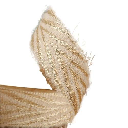 Köperband, gestreiftes Wollband, 10 x 25 x 38 mm, handgefertigtes Klebeband, DIY-Haarschleife, Nähzubehör, Verpackungsband, 22,7 m für Heimwerker (Beige, 38 mm) von GMVZGQW