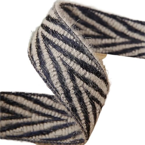Köperband, gestreiftes Wollband, 10 x 25 x 38 mm, handgefertigtes Klebeband, DIY-Haarschleife, Nähzubehör, Verpackungsband, 22,7 m für Heimwerker (Dunkelblau, 25 mm) von GMVZGQW