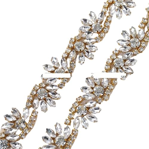 Kristall-Strass-Applikation für Kleidung, Kleider, Braut-Stirnbänder, Strumpfbänder zum Nähen von Schuhen (Gold) von GMVZGQW