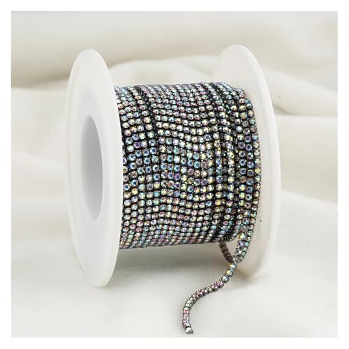 Kristall-Strass-Kette, 1,5 mm, Kristall-Strassband, Glastrand, zum Aufnähen, Kristall-Becherkette, Edelstein für selbstgemachten Schmuck, Zubehör zum Nähen von Schuhen, (GunBlack Crystal AB, 91 cm) Kristall-Strass-Kette, 1,5 mm, Kristall-Strassband, Glastrand, zum Aufnähen, Kristall-Becherkette, Edelstein für selbstgemachten Schmuck, Zubehör zum Nähen von Schuhen, (GunBlack Crystal AB, 91 cm) von GMVZGQW