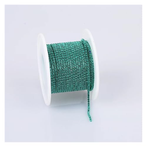 Kristall-Strass-Kette, 1,5 mm, Kristall-Strassband, Glastrand, zum Aufnähen, Kristall-Becherkette, Edelstein für selbstgemachten Schmuck, Zubehör zum Nähen von Schuhen (grüner Zirkonia, 91 cm) von GMVZGQW