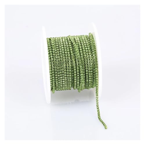 Kristall-Strass-Kette, 1,5 mm, Kristall-Strassband, Glasverzierung, zum Aufnähen, Kristall-Becherkette, Edelstein für selbstgemachten Schmuck, Zubehör zum Nähen von Schuhen (Hellgrün, 4,5 m) von GMVZGQW