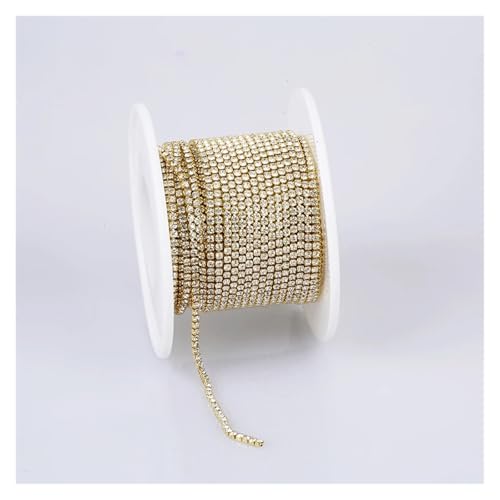 Kristall-Strass-Kette, 1,5 mm, Kristall-Strassband, Glasverzierung, zum Aufnähen, Kristall-Becherkette, Edelstein für selbstgemachten Schmuck, Zubehör zum Nähen von Schuhen (goldfarbener Kristall, 4,5 von GMVZGQW