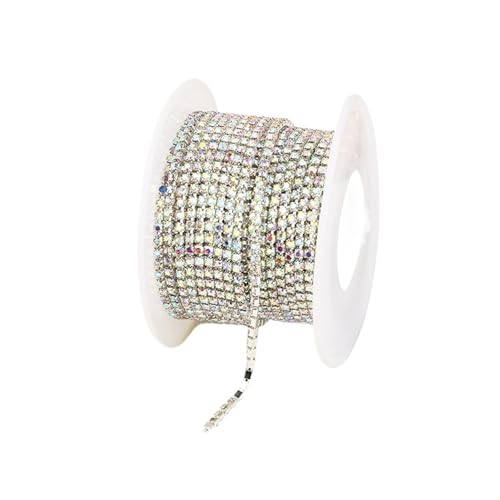 Kristall-Strass-Kette, 1,5 mm - 4,5 mm, glitzernd, klare Kristall-Strass-Kette, zum Aufnähen, Strassbesatz für DIY, Kleidung, Handwerk, Tassenkette zum Nähen, Schuhe (Silberfarbener Kristall AB, 91 cm Kristall-Strass-Kette, 1,5 mm - 4,5 mm, glitzernd, klare Kristall-Strass-Kette, zum Aufnähen, Strassbesatz für DIY, Kleidung, Handwerk, Tassenkette zum Nähen, Schuhe (Silberfarbener Kristall AB, 91 cm von GMVZGQW