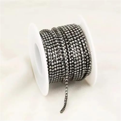 Kristall-Strass-Kette, 1,5 mm - 4,5 mm, glitzernd, klare Kristall-Strass-Kette, zum Aufnähen, Strassbesatz für Heimwerker, Kleidung, Handwerk, Tassenkette zum Nähen von Schuhen, (GunBlack Häma, 9,1 Kristall-Strass-Kette, 1,5 mm - 4,5 mm, glitzernd, klare Kristall-Strass-Kette, zum Aufnähen, Strassbesatz für Heimwerker, Kleidung, Handwerk, Tassenkette zum Nähen von Schuhen, (GunBlack Häma, 9,1 von GMVZGQW