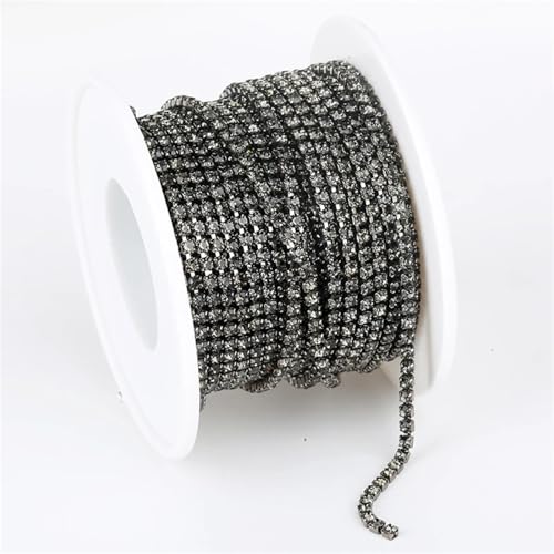 Kristall-Strass-Kette, 1,5 mm - 4,5 mm, glitzernd, klare Kristall-Strass-Kette, zum Aufnähen, Strassbesatz für Heimwerker, Kleidung, Handwerk, Tassenkette zum Nähen von Schuhen, 4,5 m (4,5 m), SS4,5 von GMVZGQW