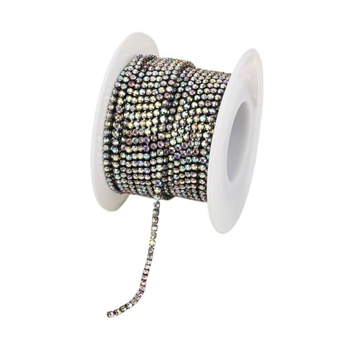 Kristall-Strass-Kette, 1,5 mm - 4,5 mm, glitzernd, klare Kristall-Strasssteine, zum Aufnähen, für Bastelarbeiten, Kleidung, Basteln, Tassenkette zum Nähen, von Schuhen, Gunblack Crystal AB, 4,5 m von GMVZGQW