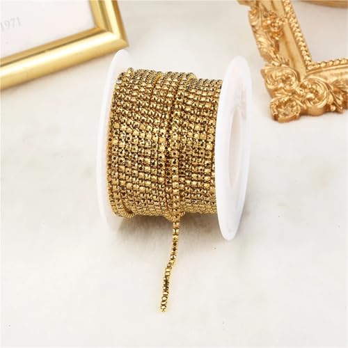 Kristall-Strass-Kette, 1,5 mm - 4,5 mm, glitzernde, klare Kristall-Strass-Kette, zum Aufnähen, für Bastelarbeiten, Kleidung, Basteln, Tassenkette zum Nähen von Schuhen, 4 m (4 mm) von GMVZGQW