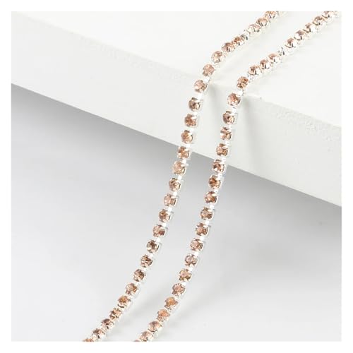 Kristall-Strass-Kette, 1 m, 23 Farben, transparente Strass-Kette, 2/2,5 cm, für Bastelarbeiten, Artesanato, Nähen, Kleidung, Zubehör zum Nähen von Schuhen (Champagner, Stil 1, Breite 2 mm) von GMVZGQW