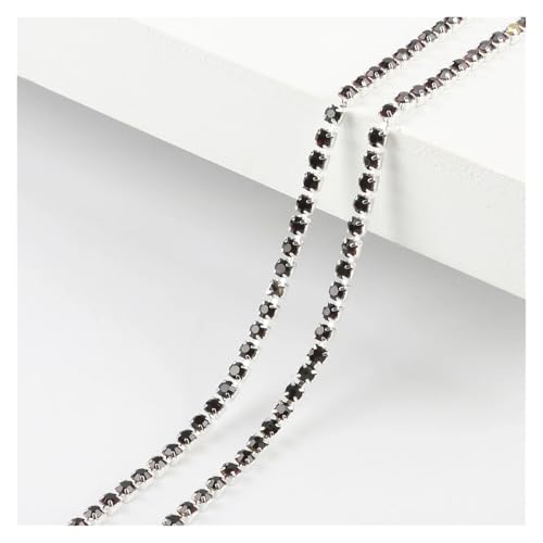 Kristall-Strass-Kette, 1 m, 23 Farben, transparente Strass-Kette, 2/2,5 cm, für Bastelarbeiten, Artesanato, Nähen, Kleidung, Zubehör zum Nähen von Schuhen (Dunkelviolett, Stil 2, Breite 2,5 mm) von GMVZGQW